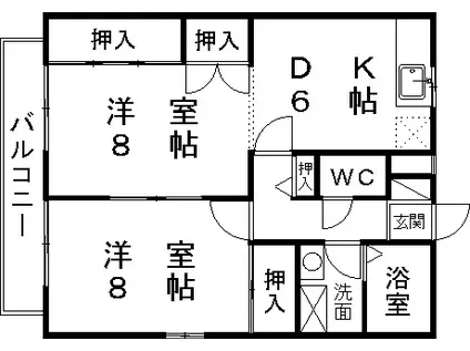 アモロッソS&S(1LDK/2階)の間取り写真