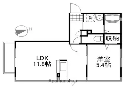 シャーメゾンプロスペリーテ平島B棟(1LDK/2階)の間取り写真
