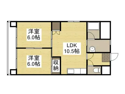 栄光ビル(2LDK/5階)の間取り写真