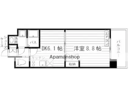 フォレスタ川崎医大西(1DK/4階)の間取り写真