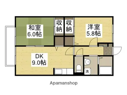 サンビレッジ北長瀬 H棟(2DK/2階)の間取り写真