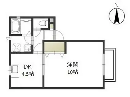 ルール・トワール(1DK/2階)の間取り写真