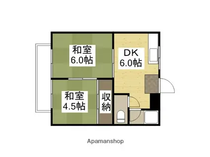 コーポ赤田B棟(2DK/1階)の間取り写真