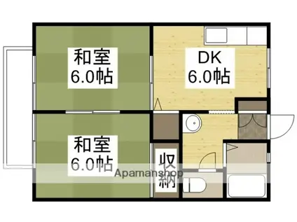 コーポモザン109(2DK/2階)の間取り写真