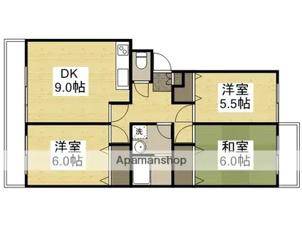 ハピネス篤B(3DK/1階)の間取り写真