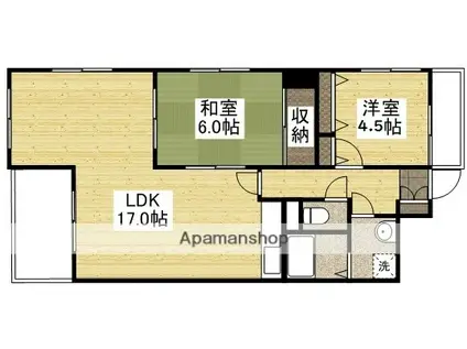 ビュー小林(2LDK/6階)の間取り写真