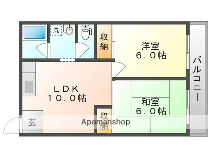 竹野マンション(2LDK/2階)の間取り写真