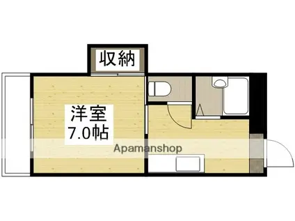 モンシェリー津島(1K/3階)の間取り写真