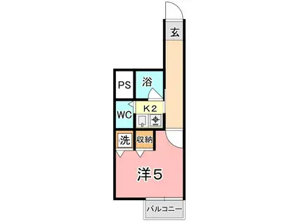 KM大元駅前(1K/5階)の間取り写真
