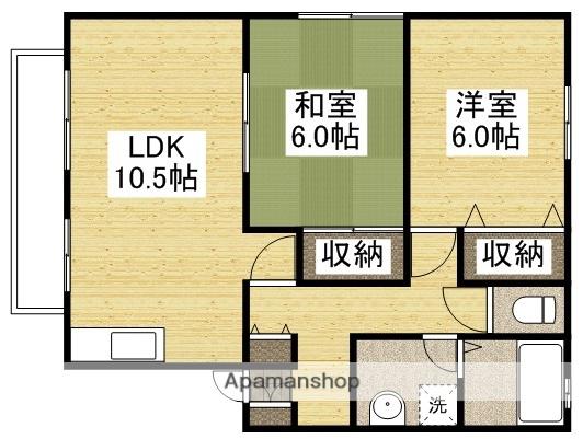 ハイカムールタカハシ B棟(2LDK/1階)の間取り写真