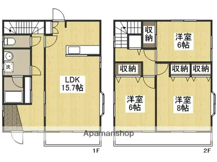 宇野線 備前西市駅 徒歩14分 2階建 築21年(3LDK)の間取り写真