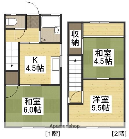 赤穂線 西大寺駅 徒歩36分 2階建 築31年(3K)の間取り写真