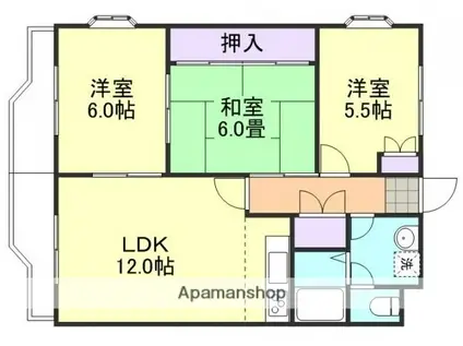 ニューマリッチ有楽Ⅰ(3LDK/3階)の間取り写真