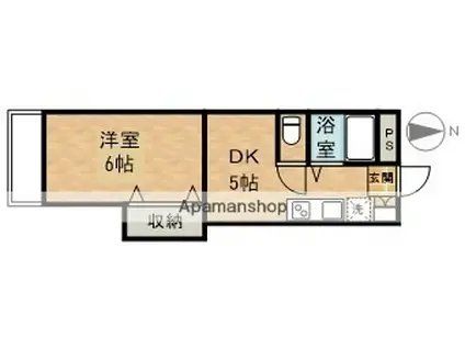 下伊福かわいマンション(1DK/4階)の間取り写真