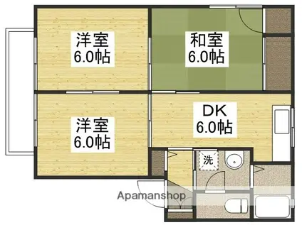 キャトルセゾンA(3DK/1階)の間取り写真