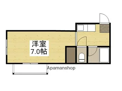 岸本コーポB(ワンルーム/2階)の間取り写真