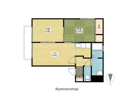 セゾンアムール(2DK/2階)の間取り写真