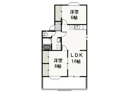 アンジェリーク・ドミールB(2LDK/1階)の間取り写真