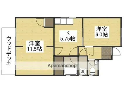 岡山電軌東山本線 門田屋敷駅 徒歩93分 1階建 築37年(2K)の間取り写真
