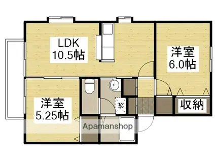エクセレンス早島B(2LDK/2階)の間取り写真