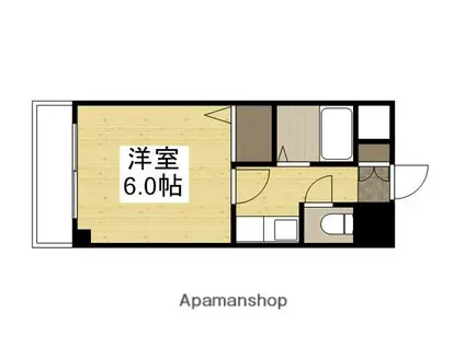 ラ・リュ奉還町(1K/2階)の間取り写真