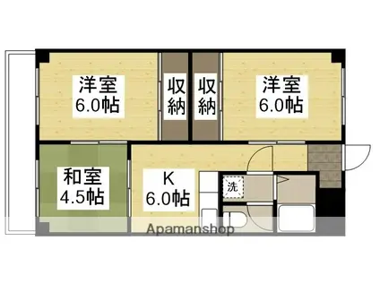 サンライフ大元(3K/2階)の間取り写真