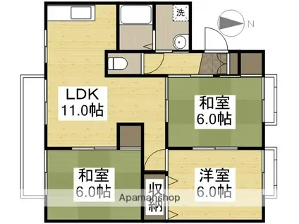 シャトル平福B(3LDK/2階)の間取り写真