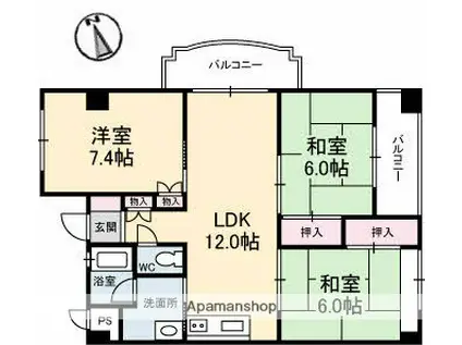キャステル新野(3LDK/2階)の間取り写真