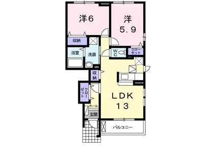 サニーグレイスA(2LDK/1階)の間取り写真