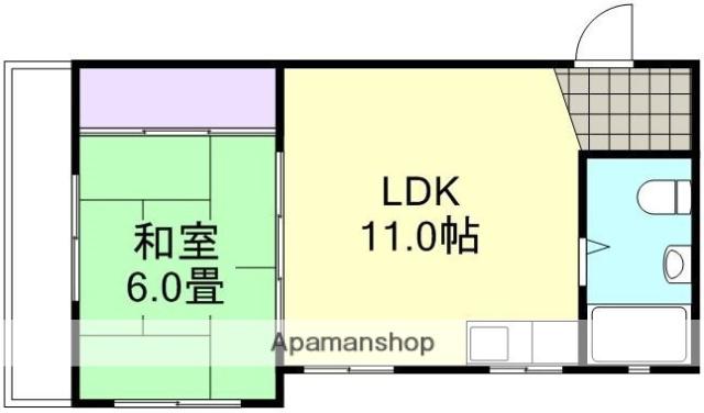 岡本ビル(1LDK/2階)の間取り写真