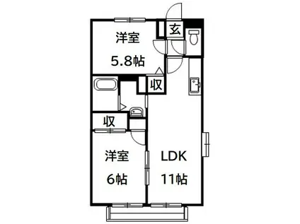 インペリアルパレス(2LDK/2階)の間取り写真