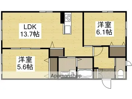 カルムB(2LDK/2階)の間取り写真