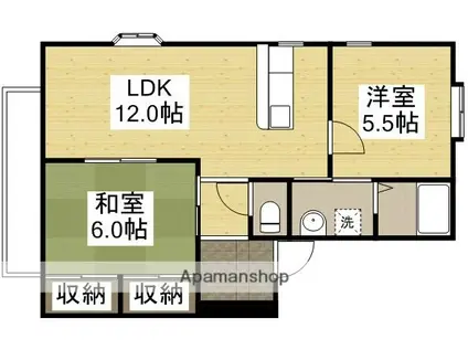 プロヴァンス A棟(2LDK/1階)の間取り写真