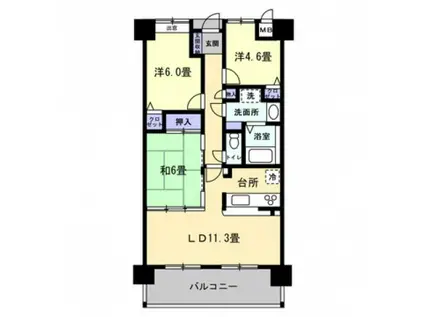 プリード早島(3LDK/5階)の間取り写真