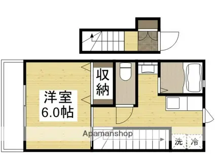 パシフィコ A棟(1K/2階)の間取り写真