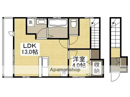 アフルエント大島A棟(1LDK/2階)の間取り写真