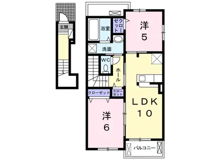 クレストハイムA(2LDK/2階)の間取り写真