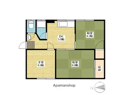 田中様 西1(3K/1階)の間取り写真