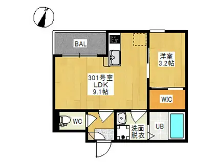 REGALEST 西崎本町(1LDK/3階)の間取り写真