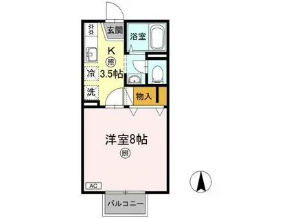 メゾンたちばなA棟(1K/2階)の間取り写真