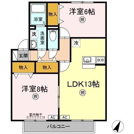 ボナールⅡ(2LDK/2階)の間取り写真