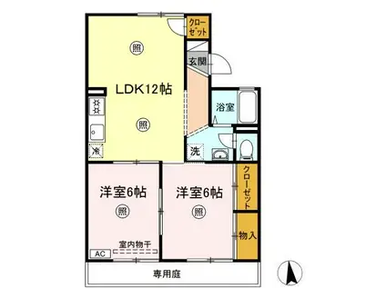 雨あがりの虹A棟(3DK/1階)の間取り写真