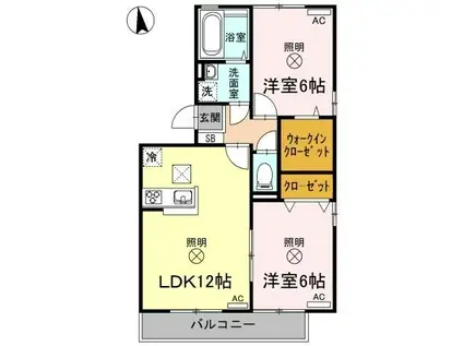 リビングタウン旭川C棟(2LDK/1階)の間取り写真