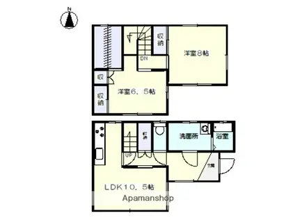 赤穂線 大多羅駅 徒歩19分 2階建 築33年(2LDK)の間取り写真
