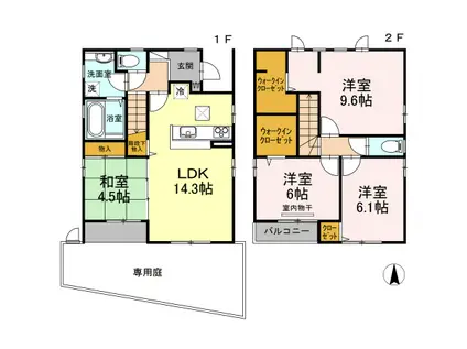 宇野線 大元駅 徒歩13分 2階建 築13年(4LDK)の間取り写真