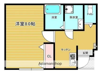 MALLOW A棟(1K/1階)の間取り写真