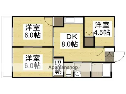 赤田ハイツ(3DK/6階)の間取り写真