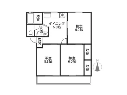 シートピア(3K/2階)の間取り写真