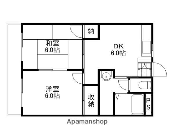 フローレンス当新田2(2DK/4階)の間取り写真