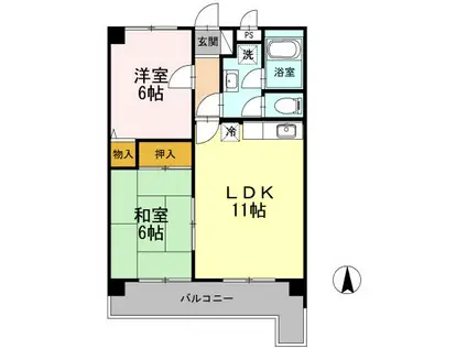 リバーサイド久米(2LDK/3階)の間取り写真